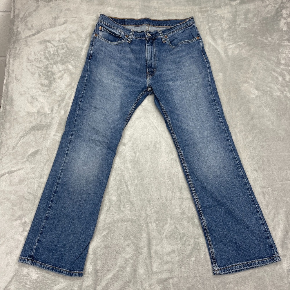 Levi's Jeans Mens 34x30 Blue Denim Faded Stretch Americana 527 Slim Bootcut Leg